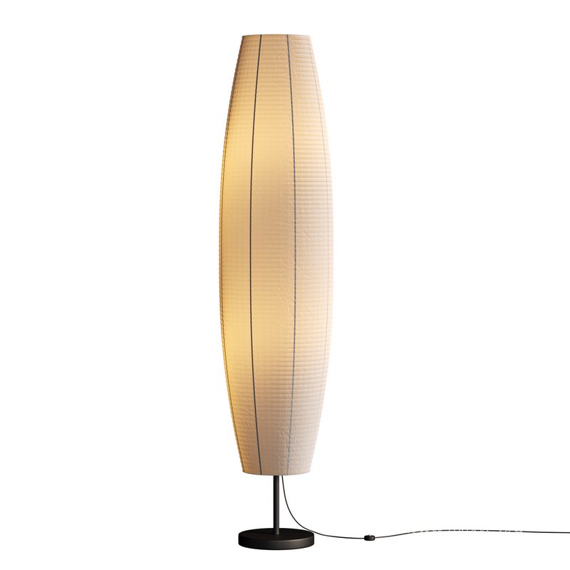 Silver-gray metal round base white paper floor lamp - Image 3