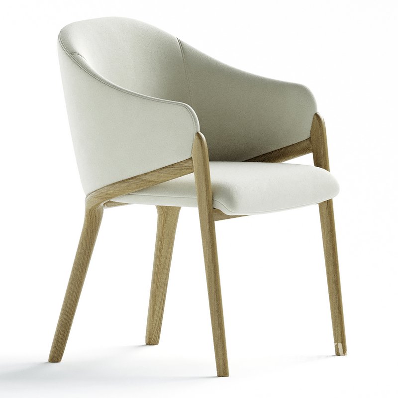 Coffey Cream Fabric And Walnut Arm Dining Chair - Image 2