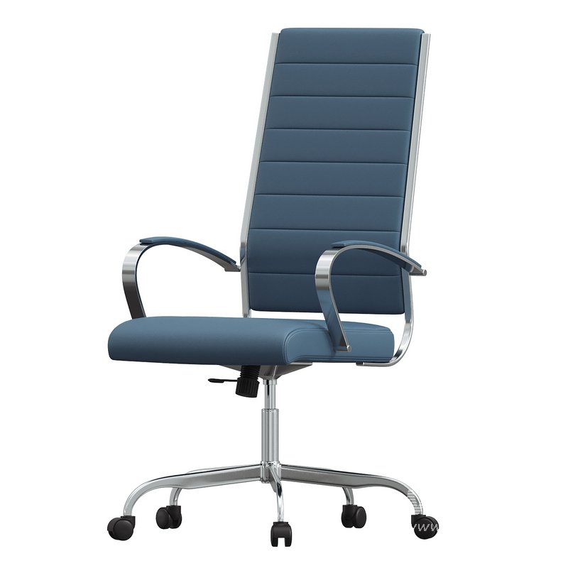 Benmar High Back Home Leather Office Chair, Navy Blue - Image 1