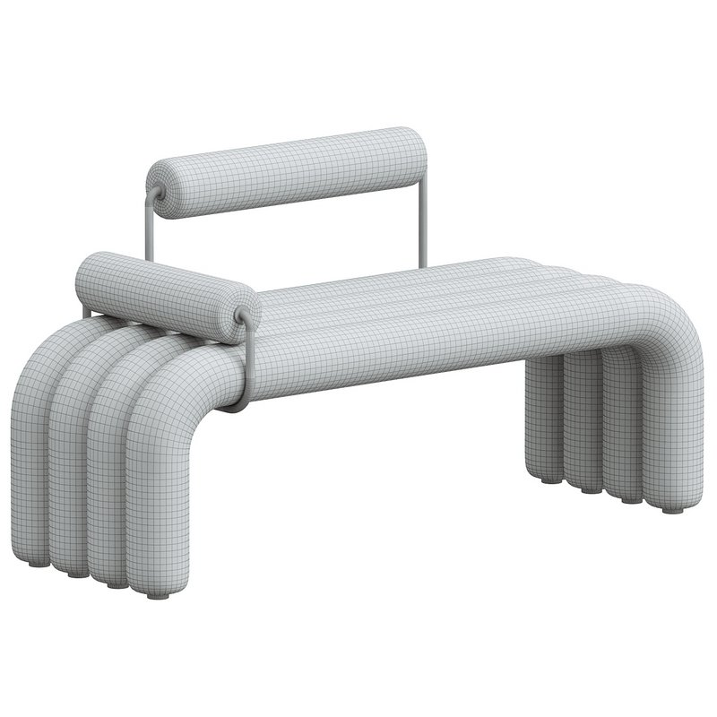 Modern White Line Tufted Bench - Image 3