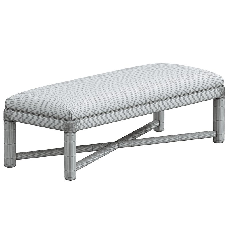 Vintage Parsons Upholstered Bench With Stretcher - Image 3