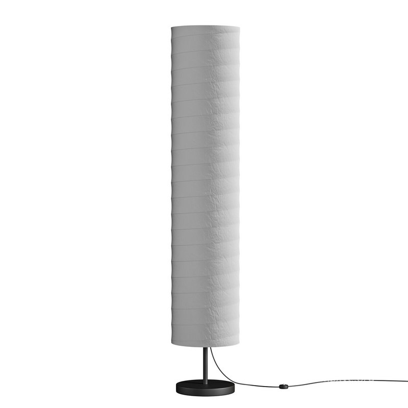 Silver-gray metal round base white paper floor lamp - Image 4