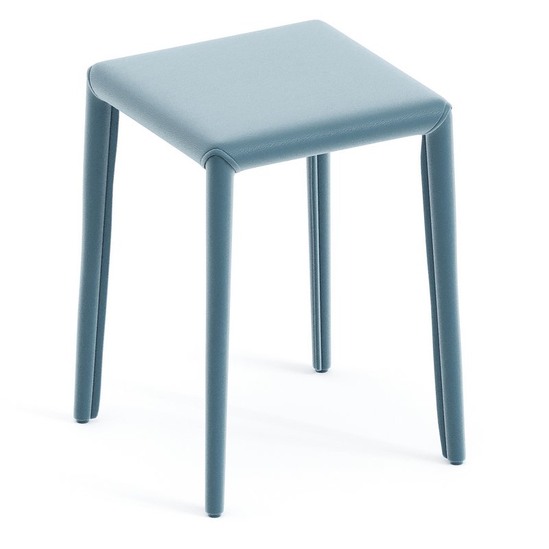Modern Upholstered Metal Accent Stool with Backless Design and Stackable Legs - Image 1