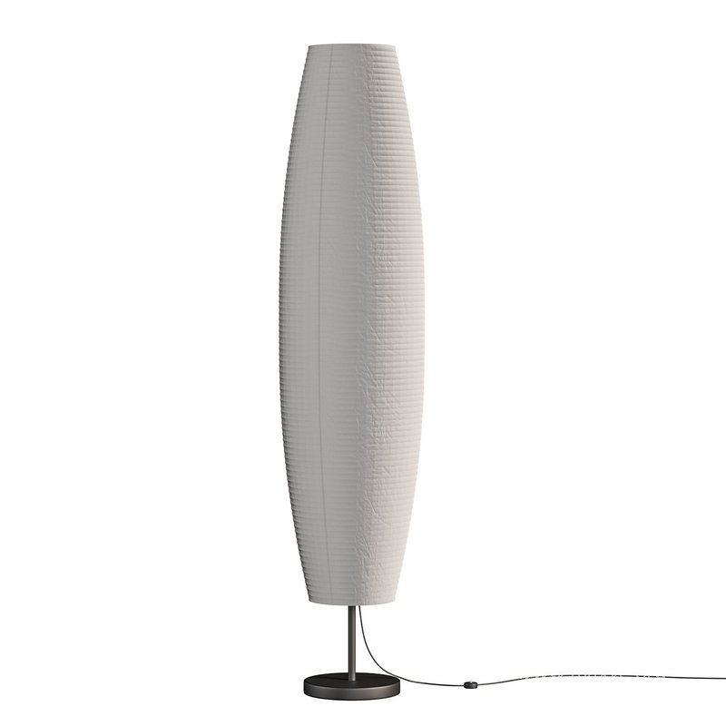 Silver-gray metal round base white paper floor lamp - Image 2