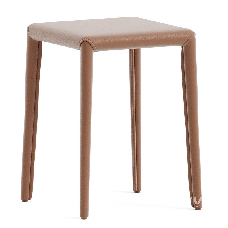 Modern Upholstered Metal Accent Stool with Backless Design and Stackable Legs - Image 4