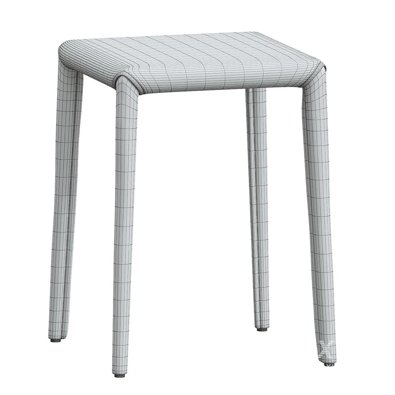 Modern Upholstered Metal Accent Stool with Backless Design and Stackable Legs - Image 5