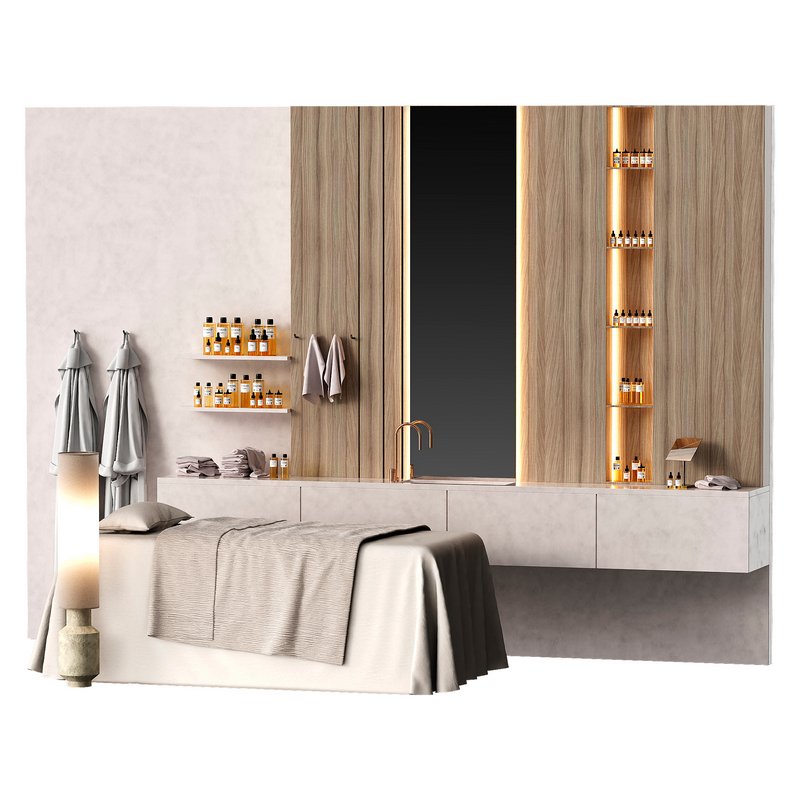 Modern spa with massage couch and accessories - Image 1