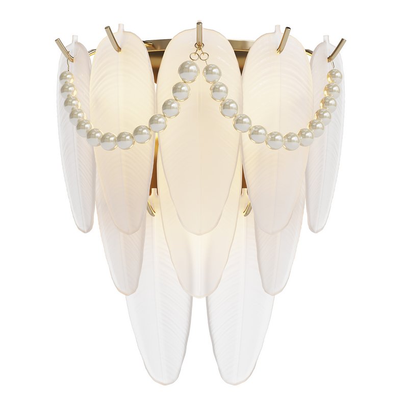 French Pearl Feather Wall Lamp - Image 1