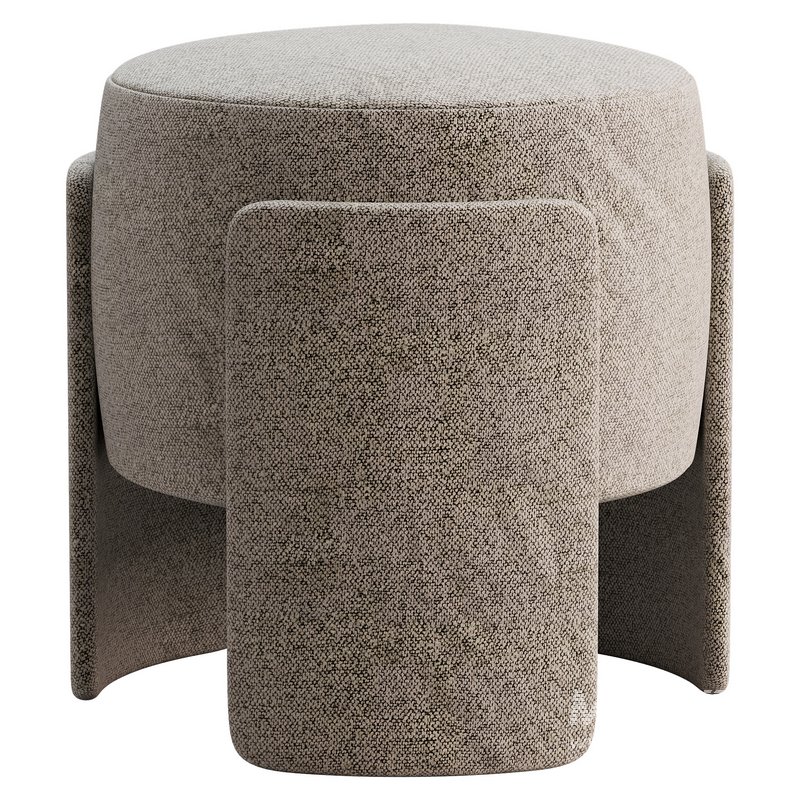 Round Chenille Ottoman - Image 1