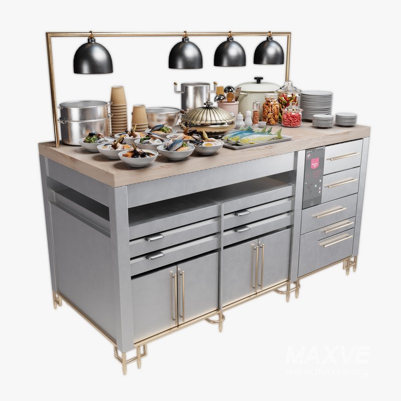 Food Serving Table with Seafood - Image 1