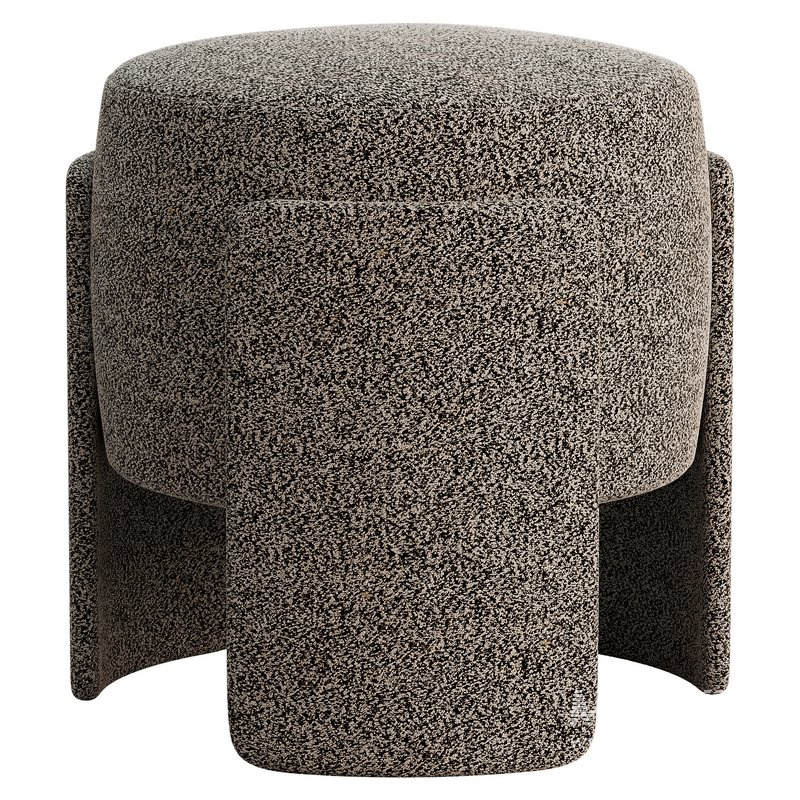 Round Chenille Ottoman - Image 4