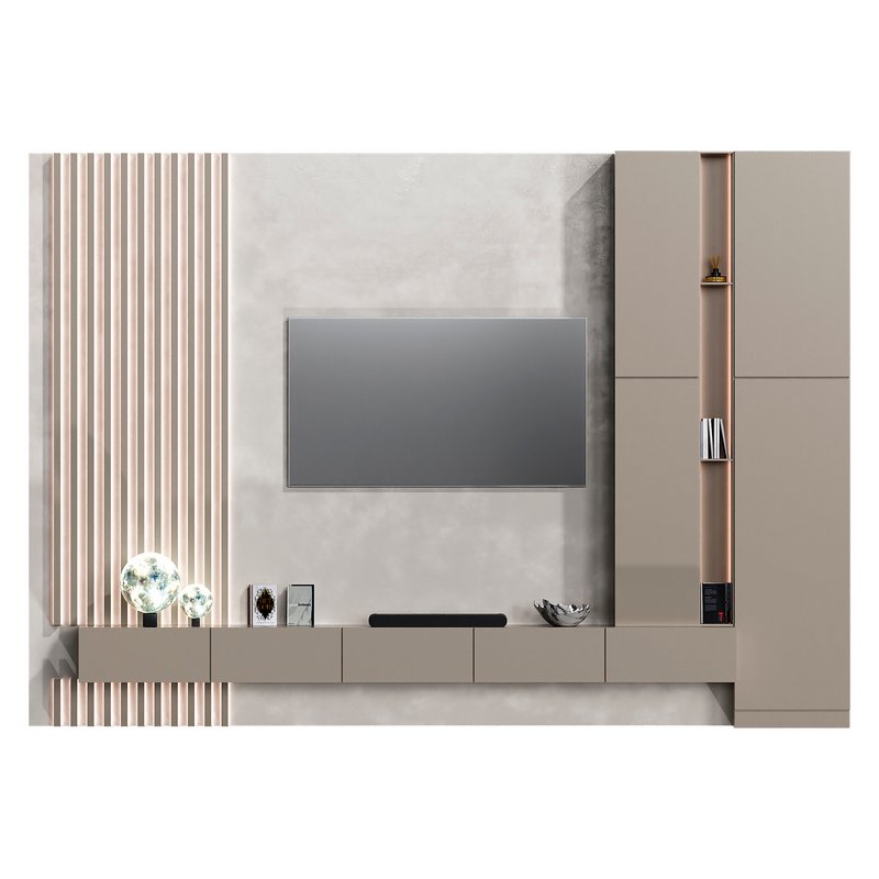 Minimalistic TV wall with a stone surface - Image 1