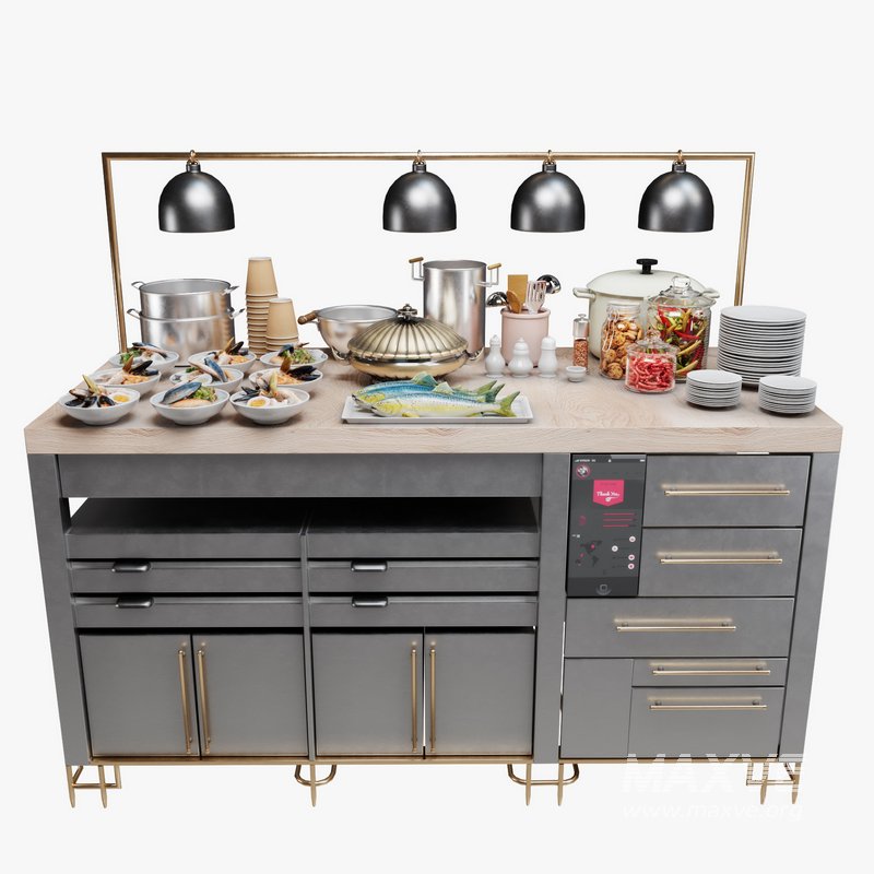 Food Serving Table with Seafood - Image 3