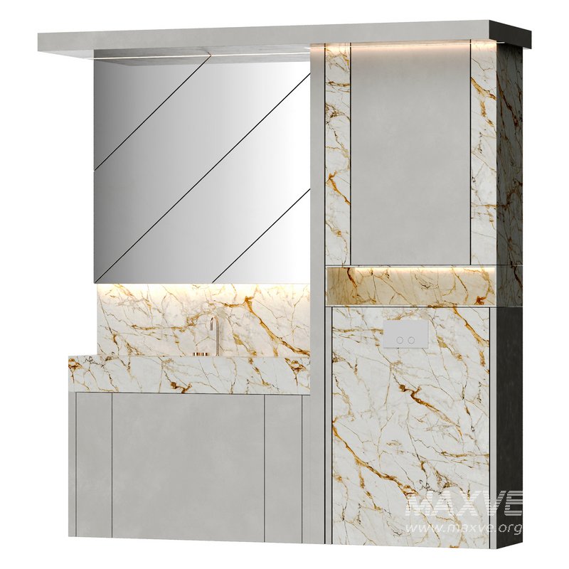 Modern bathroom furniture with stone sink - Image 1