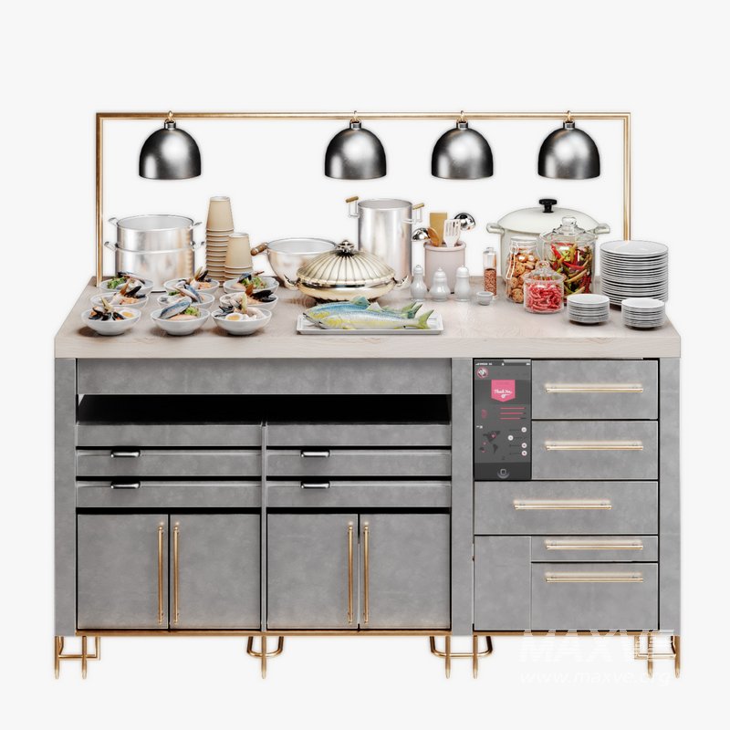 Food Serving Table with Seafood - Image 2