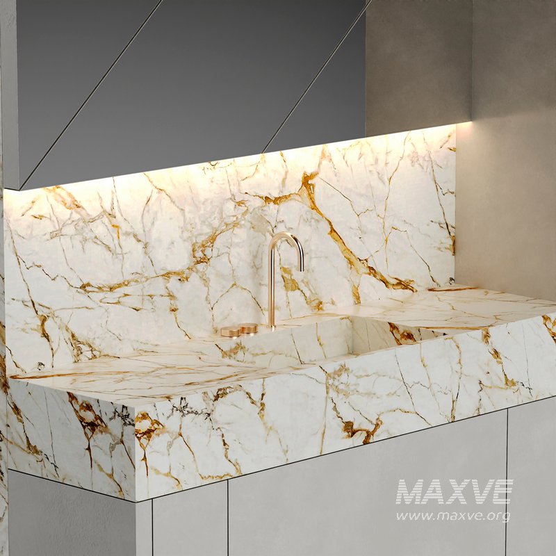 Modern bathroom furniture with stone sink - Image 3