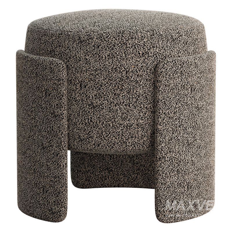 Round Chenille Ottoman - Image 2