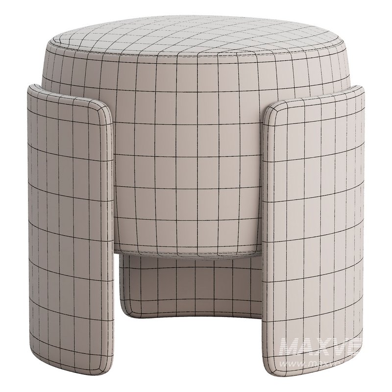 Round Chenille Ottoman - Image 3