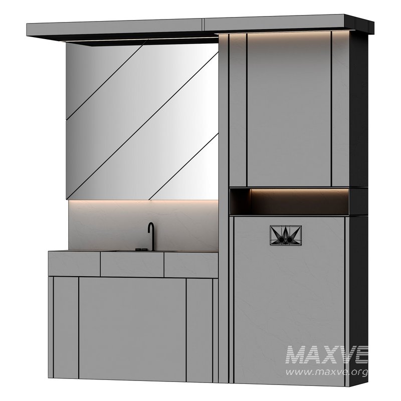 Modern bathroom furniture with stone sink - Image 4