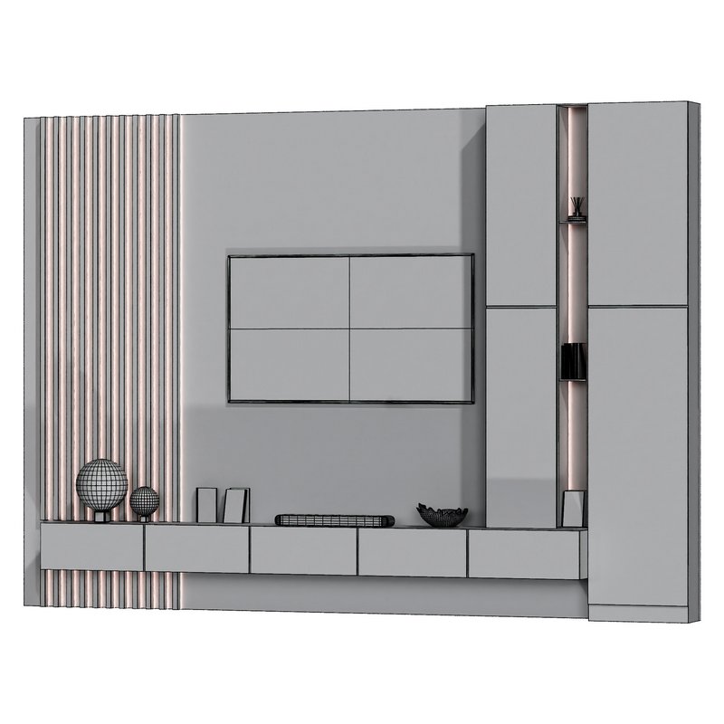 Minimalistic TV wall with a stone surface - Image 4