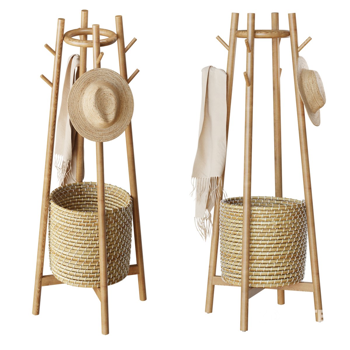 Abellina Coat Rack With Storage Basket - Image 1