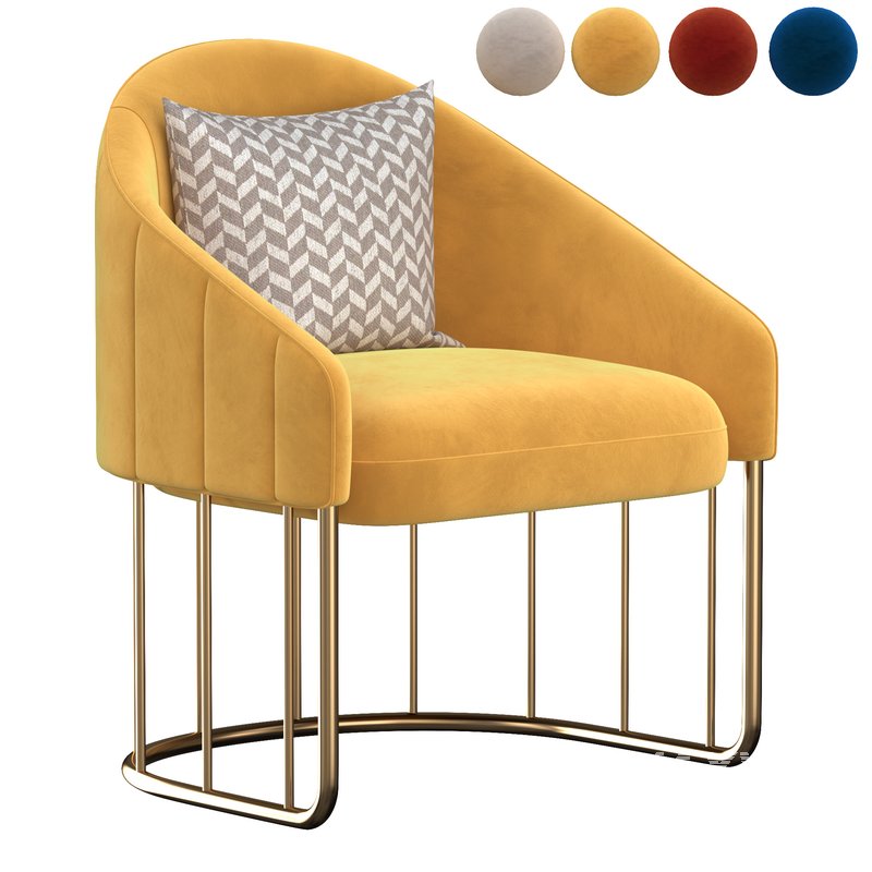 Modern_Accent_Chair_Velvet_Upholstered_Chair_Gold_Base - Image 1