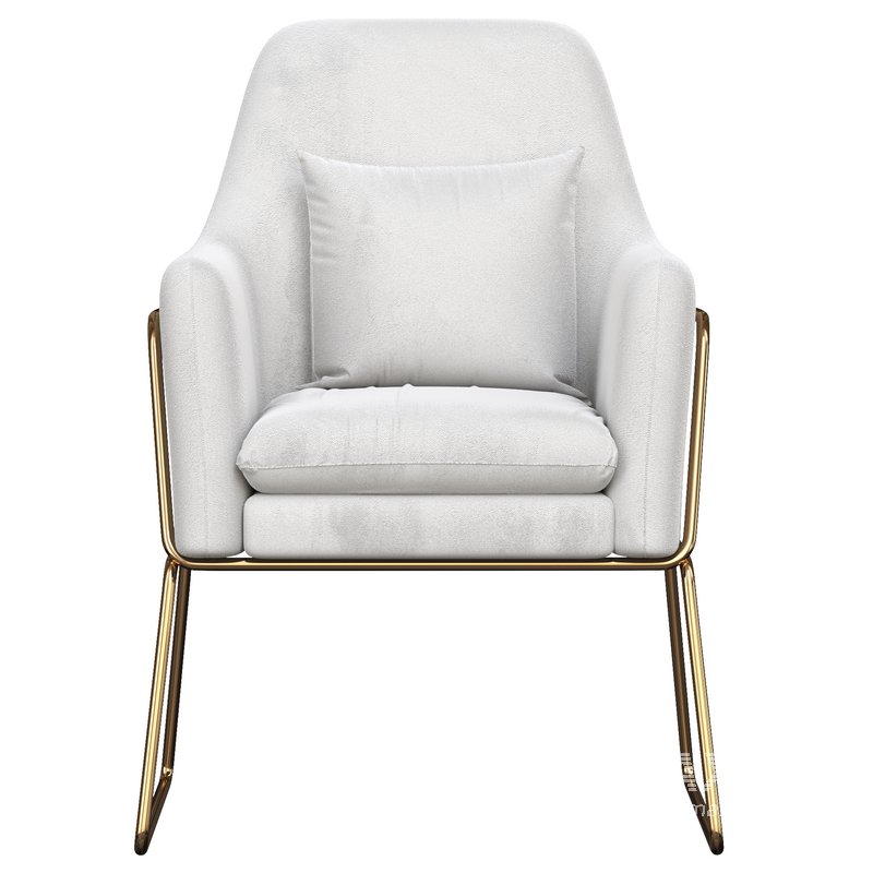 Gray Velvet Accent Chair Modern Upholstered Arm Chair with Gold Legs Pillow Included - Image 3