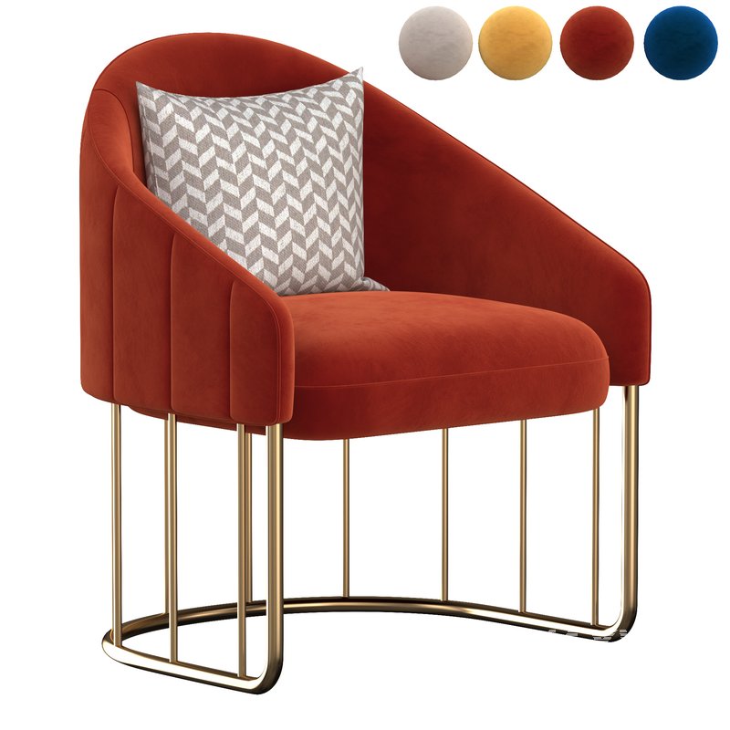 Modern_Accent_Chair_Velvet_Upholstered_Chair_Gold_Base - Image 3