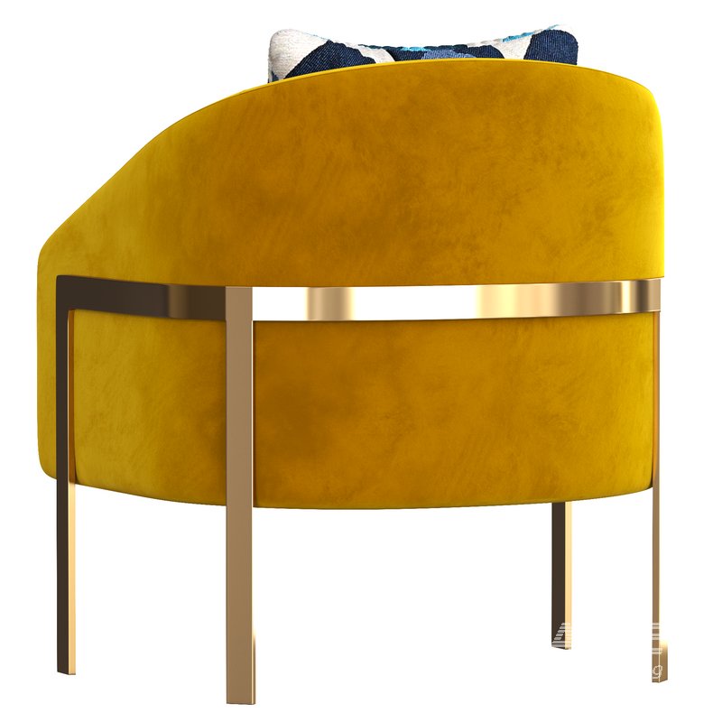 Modern Accent Chair Cotton&Linen Upholstered Metal in Gold - Image 4