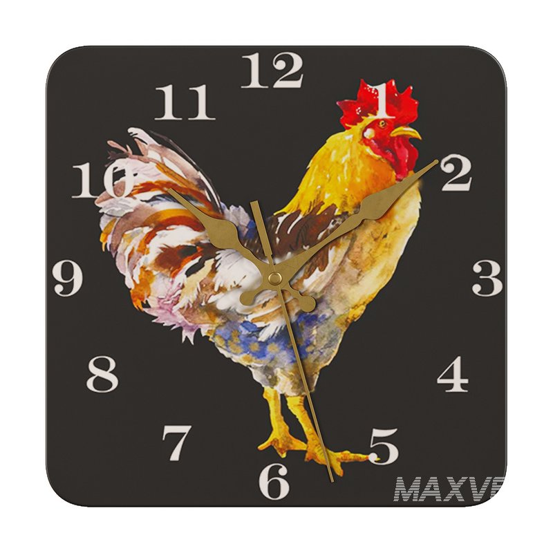 Rooster Nordic Silent Square Wall Clock - Image 1