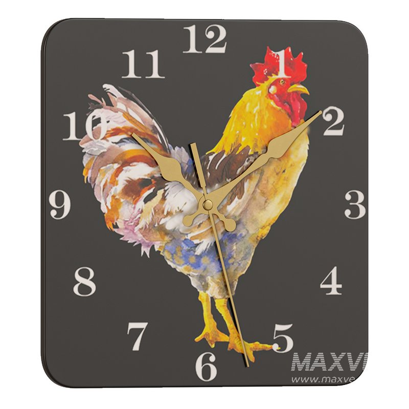 Rooster Nordic Silent Square Wall Clock - Image 2