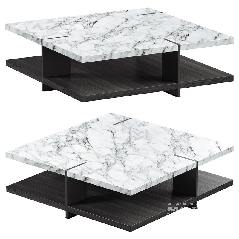 Natural Marble & Wood Coffee Table - Image 1
