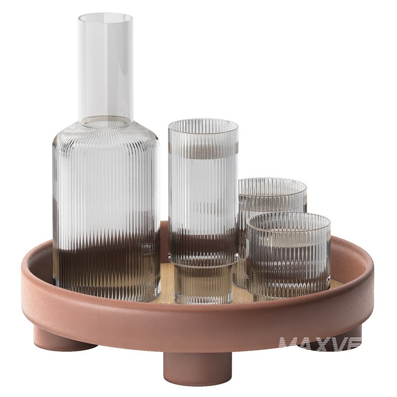round platform tray with ripple carafe water - Image 1
