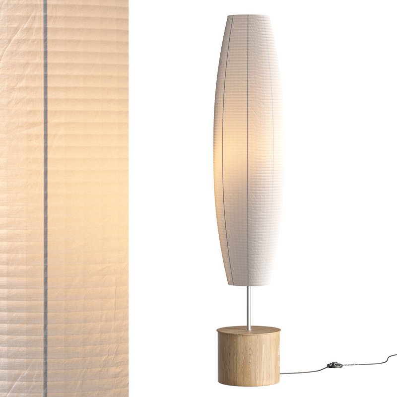 ACCORDION SPRING WOOD PAPER FLOOR LAMP BODY COLOR CREAM - Image 1