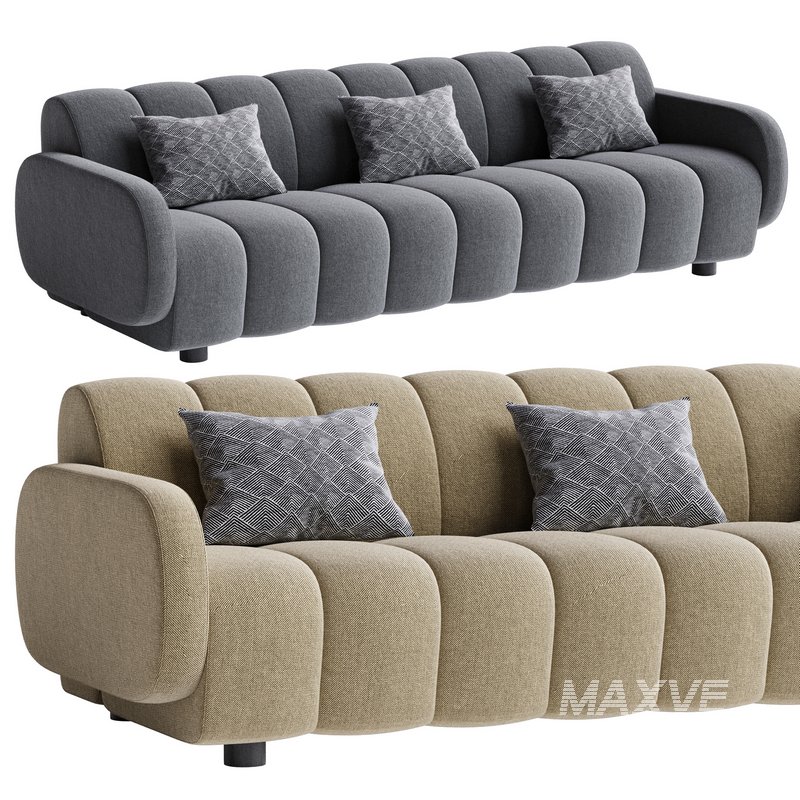 Channel Tufted Retro Sofa - Image 2