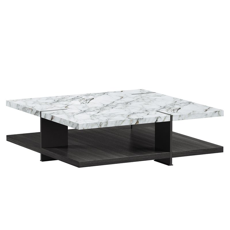 Natural Marble & Wood Coffee Table - Image 2