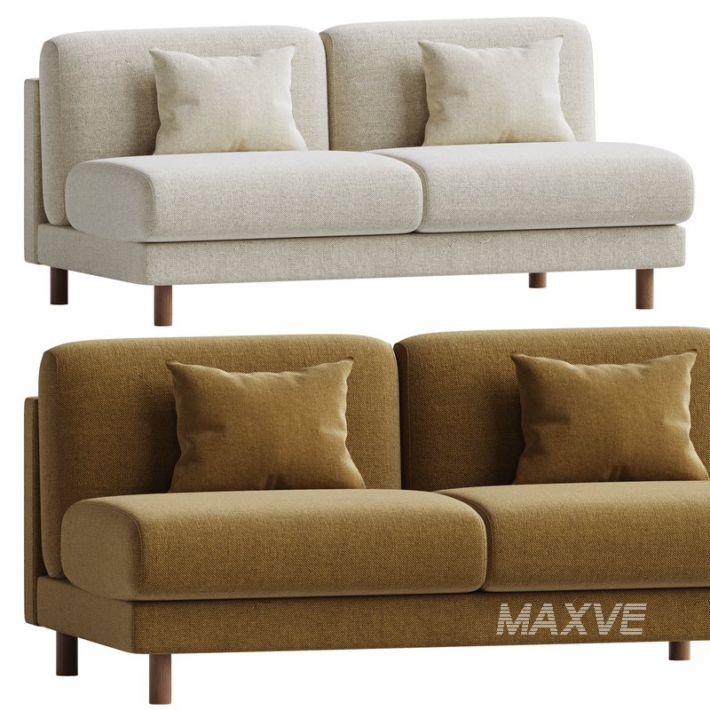 Pershing Curved Armless Loveseat - Image 2