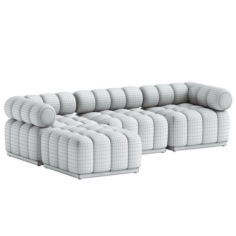 Roma Outdoor 3 Piece Sectional With Ottoman - Image 4