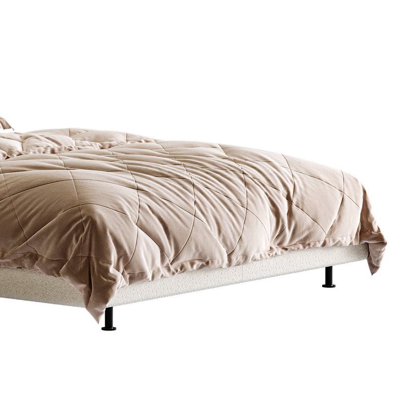 Dylan White Boucle Minimalist Bed Frame - Image 10