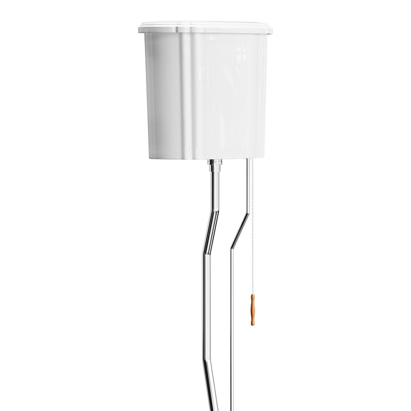 White High Tank Toilet with Round Bowl Chrome Plate Z-Pipe - Image 9