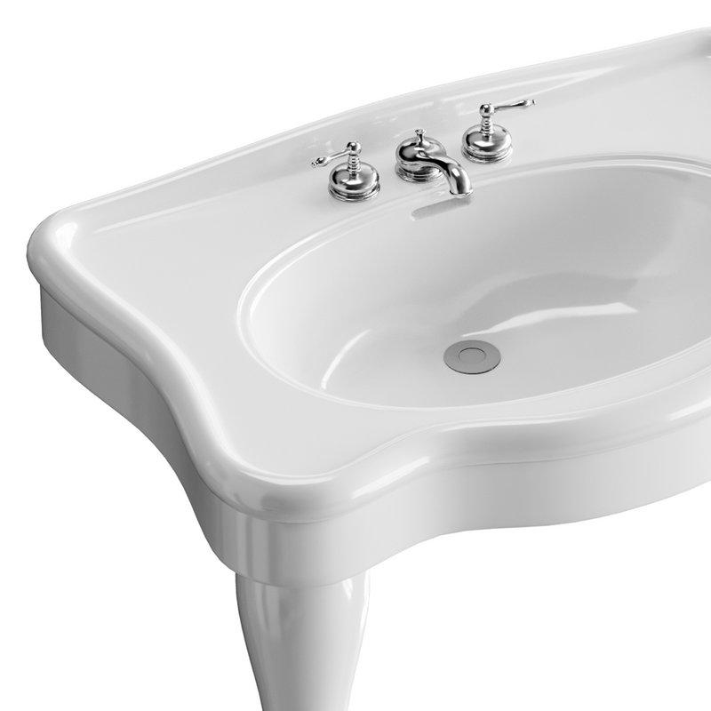 White Console Sink China Two Spindle Legs - Image 10