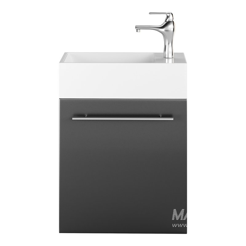 Small Wall Mounted Cabinet Vanity Bathroom Sink Cabinet Black - Image 11