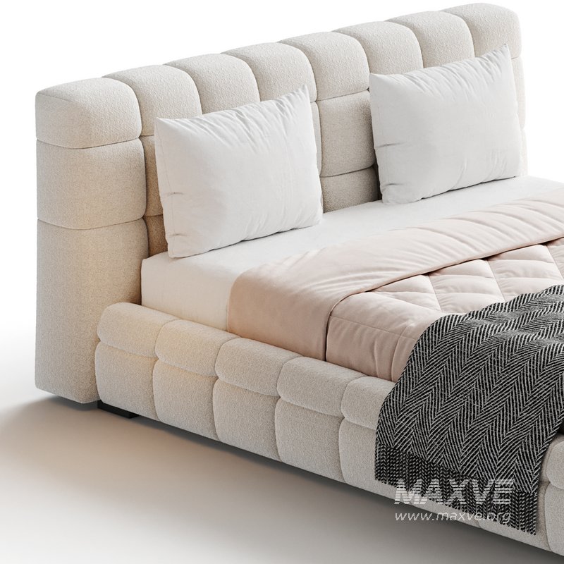 Addie White Boucle Minimalist Modern Bed - Image 12