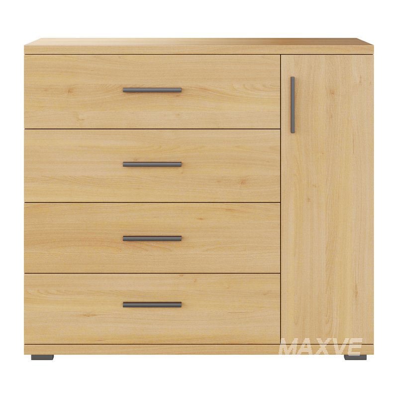 Komod INNOVO White Black Wood - Image 14