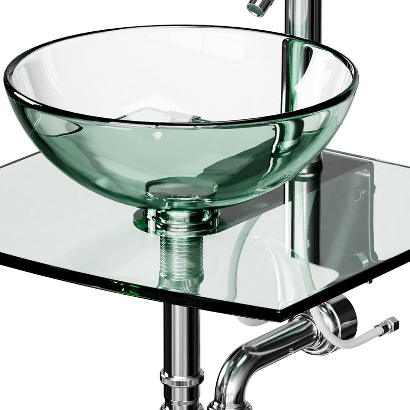 Unique Tempered Glass Wall Mount Vessel Sink - Image 11