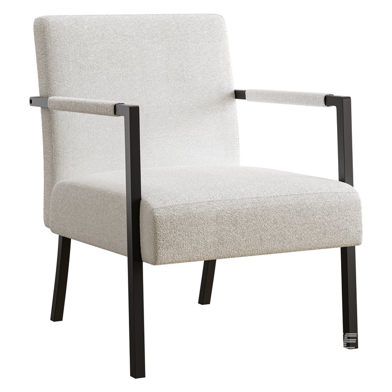 Hatton Steel Frame Boucle Accent Chair-Grey - Image 12
