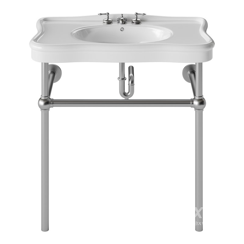 Console Sink Porcelain Belle Epoque with Black Nickel Support Legs - Image 10