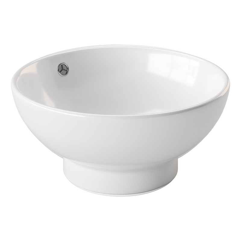 Round Countertop Vessel Bathroom Sink White with Overflow - Image 11