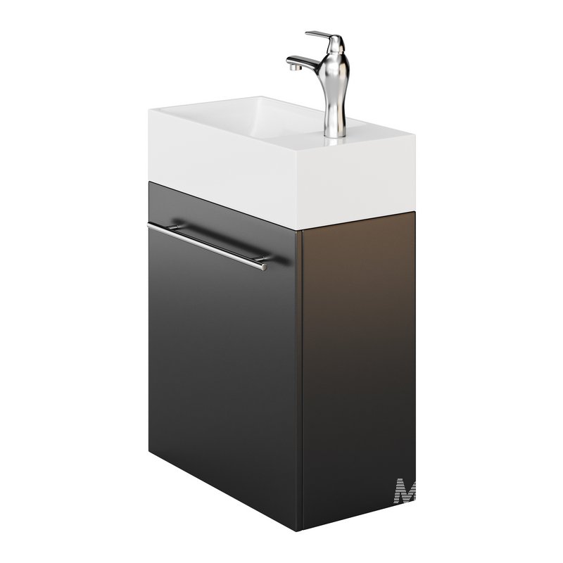 Small Wall Mounted Cabinet Vanity Bathroom Sink Cabinet Black - Image 12