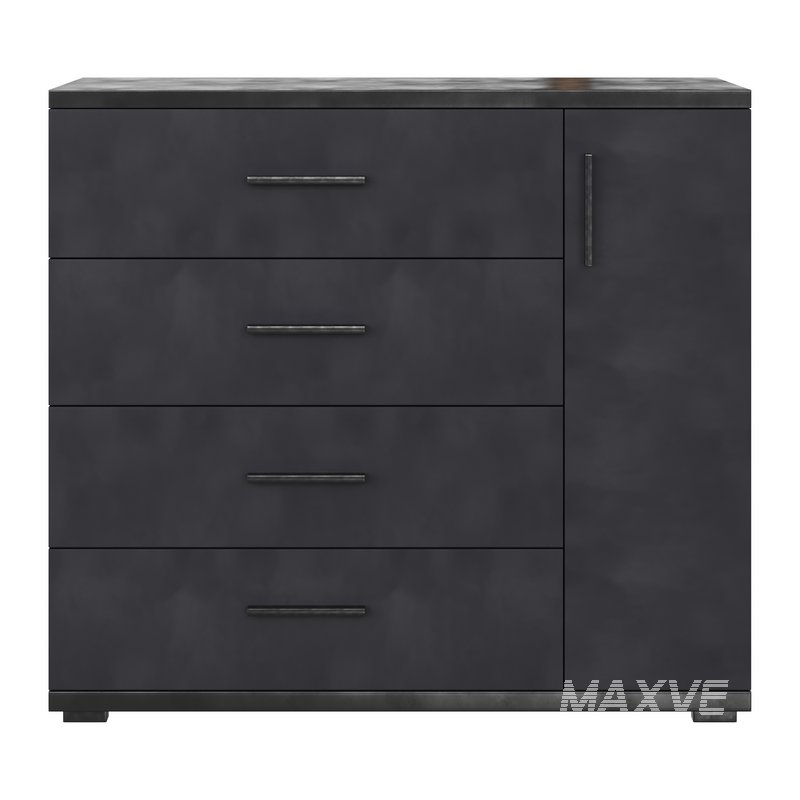 Komod INNOVO White Black Wood - Image 11